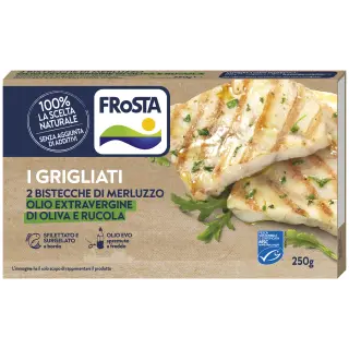 2 BISTECCHE DI MERLUZZO CON RUCOLA 10CFX250GR